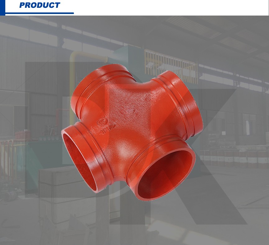 Ductile Iron Grooved End Red Pipe Fitting 4 Inch Cross