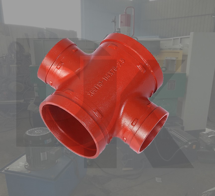 Ductile Iron Grooved End Red Pipe Fitting 4 Inch Cross