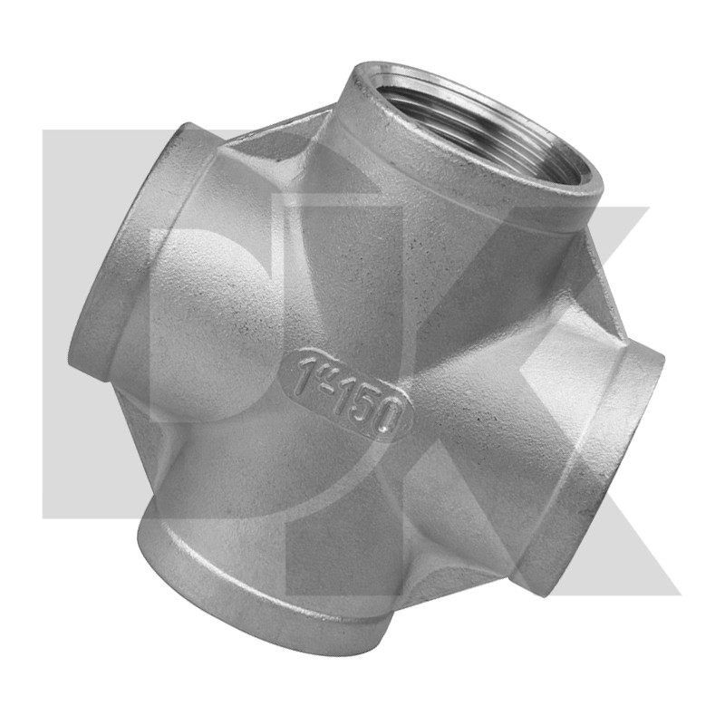 Female Bsp Npt 304 316L Class150 Thread Investment Casting Cross