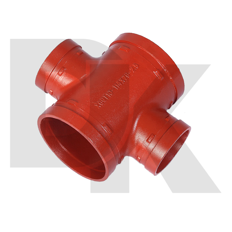 Ductile Iron Grooved End Red Pipe Fitting 4 Inch Cross